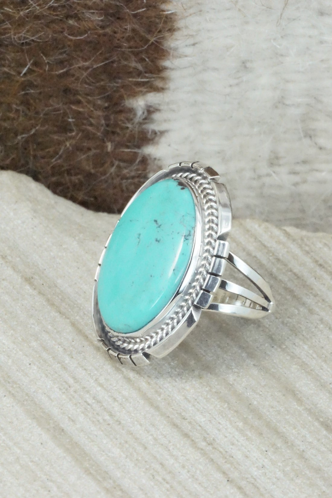 Turquoise & Sterling Silver Ring - Samuel Yellowhair - Size 6