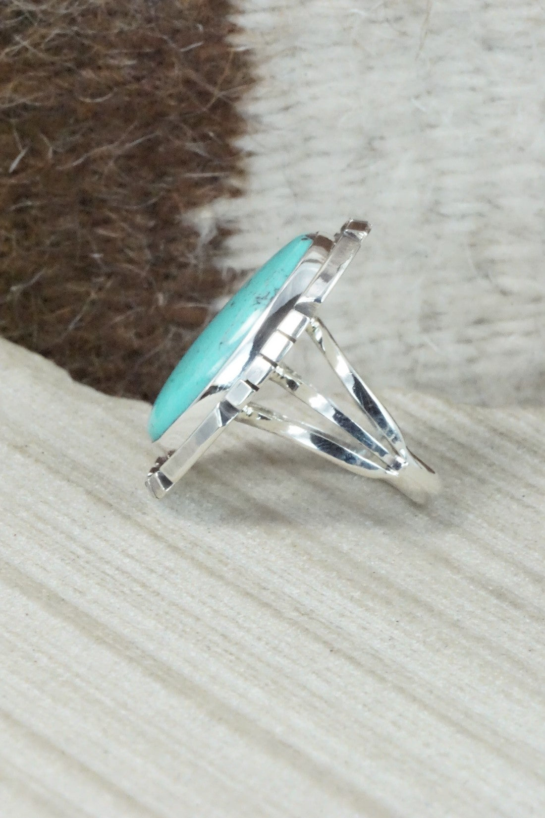 Turquoise & Sterling Silver Ring - Samuel Yellowhair - Size 6