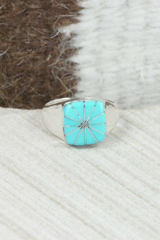 Turquoise & Sterling Silver Ring - Johnson Laweka - Size 6.5