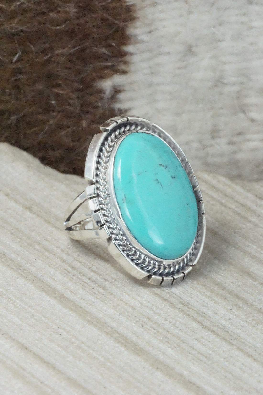 Turquoise & Sterling Silver Ring - Samuel Yellowhair - Size 6