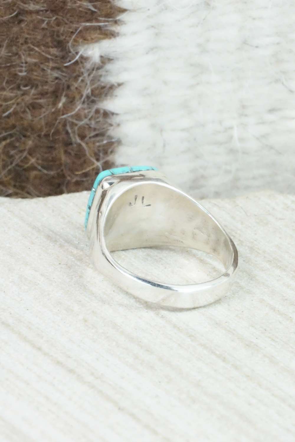 Turquoise & Sterling Silver Ring - Johnson Laweka - Size 6.5