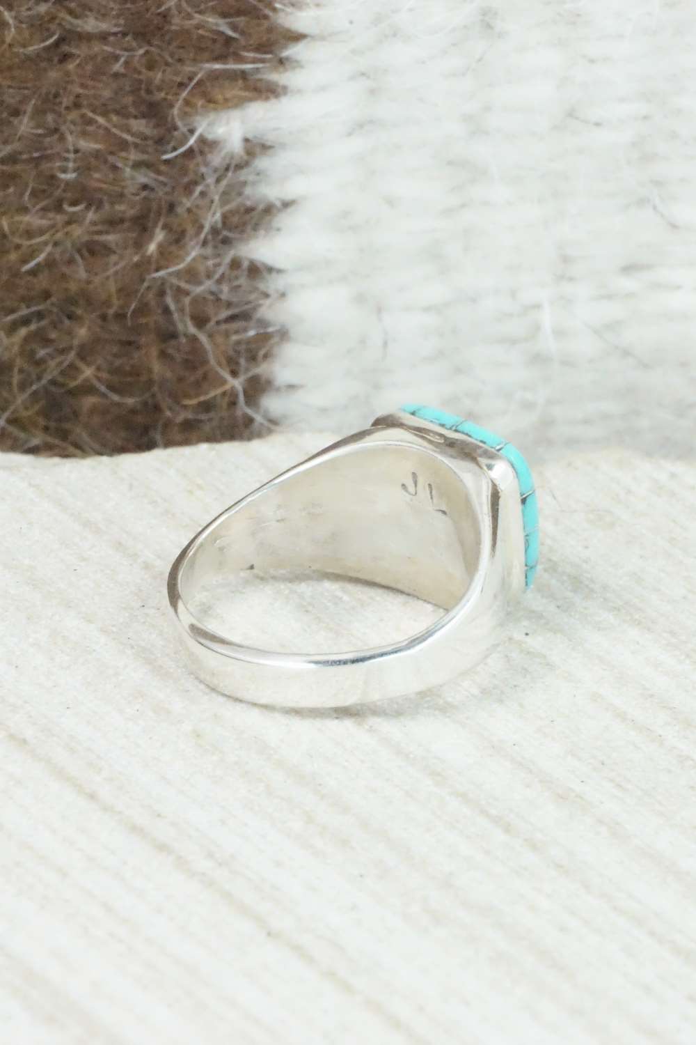 Turquoise & Sterling Silver Ring - Johnson Laweka - Size 6.5
