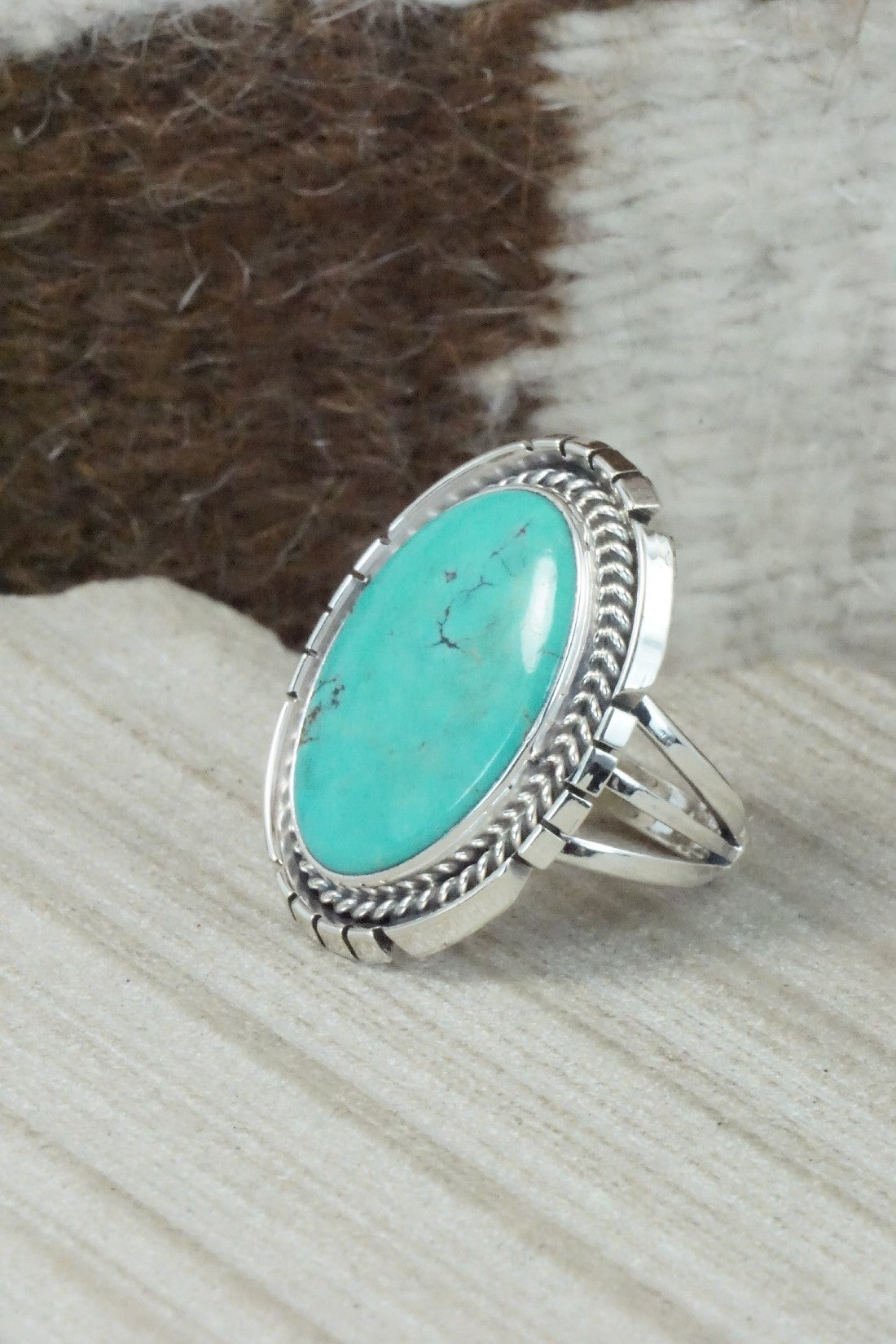 Turquoise & Sterling Silver Ring - Samuel Yellowhair - Size 7.25