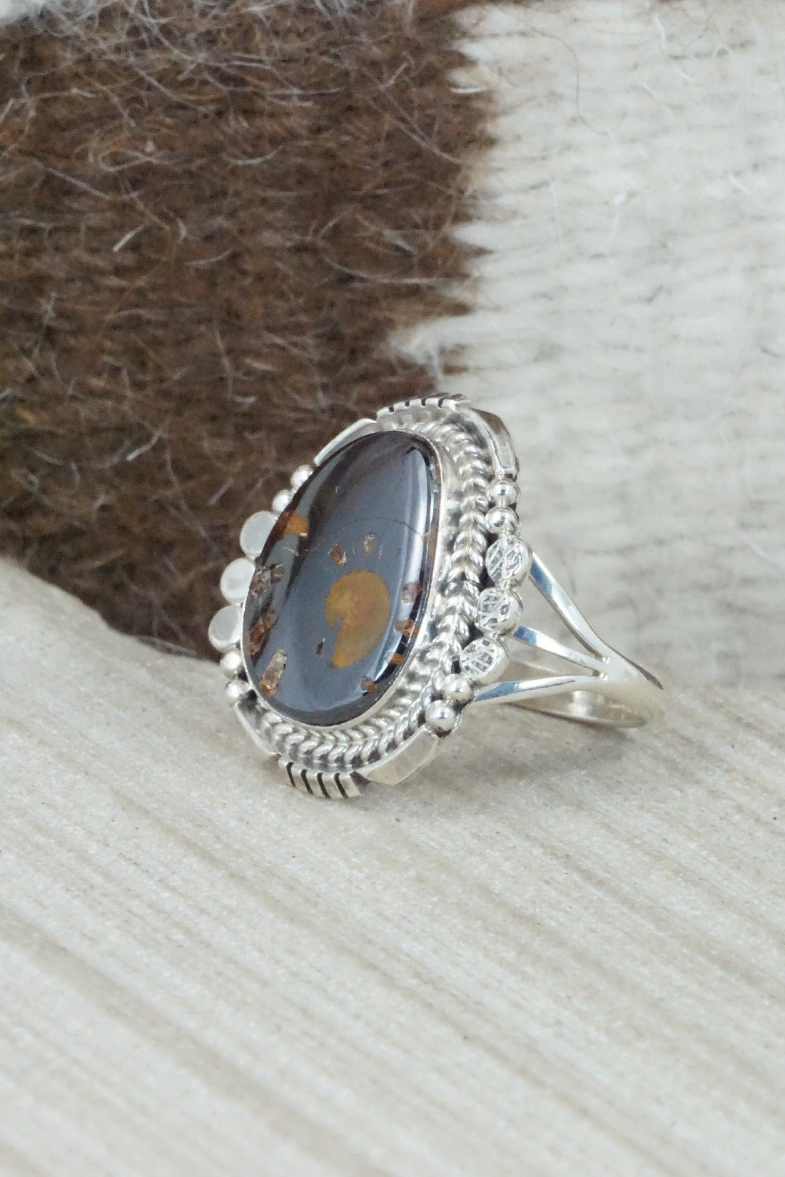 Moroccan Ammonite & Sterling Silver Ring - Sharon McCarthy - Size 8.75