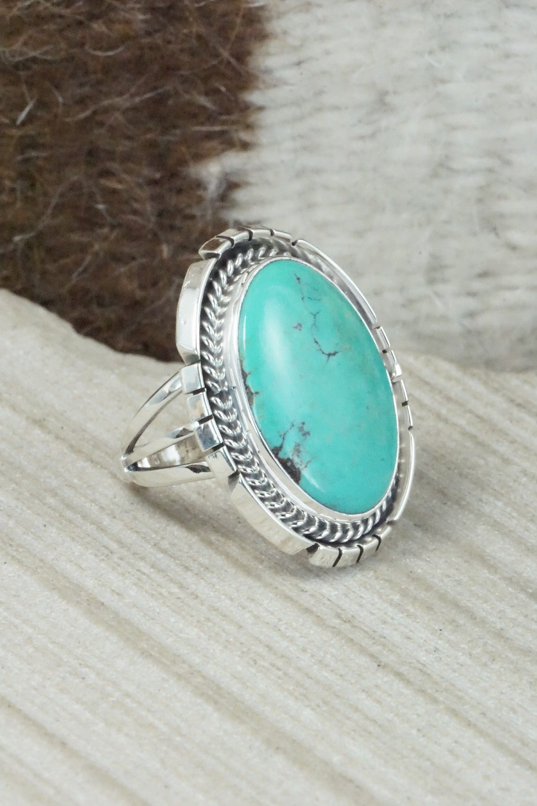 Turquoise & Sterling Silver Ring - Samuel Yellowhair - Size 7.25