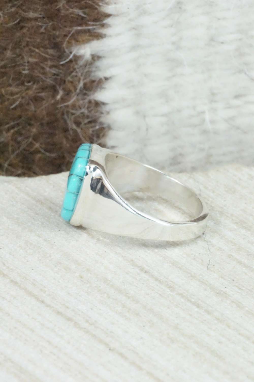Turquoise & Sterling Silver Ring - Johnson Laweka - Size 6
