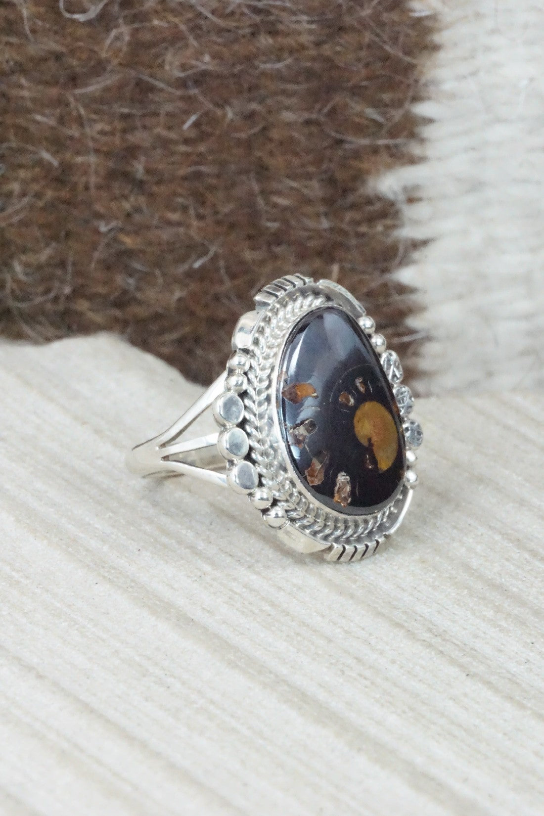 Moroccan Ammonite & Sterling Silver Ring - Sharon McCarthy - Size 8.75