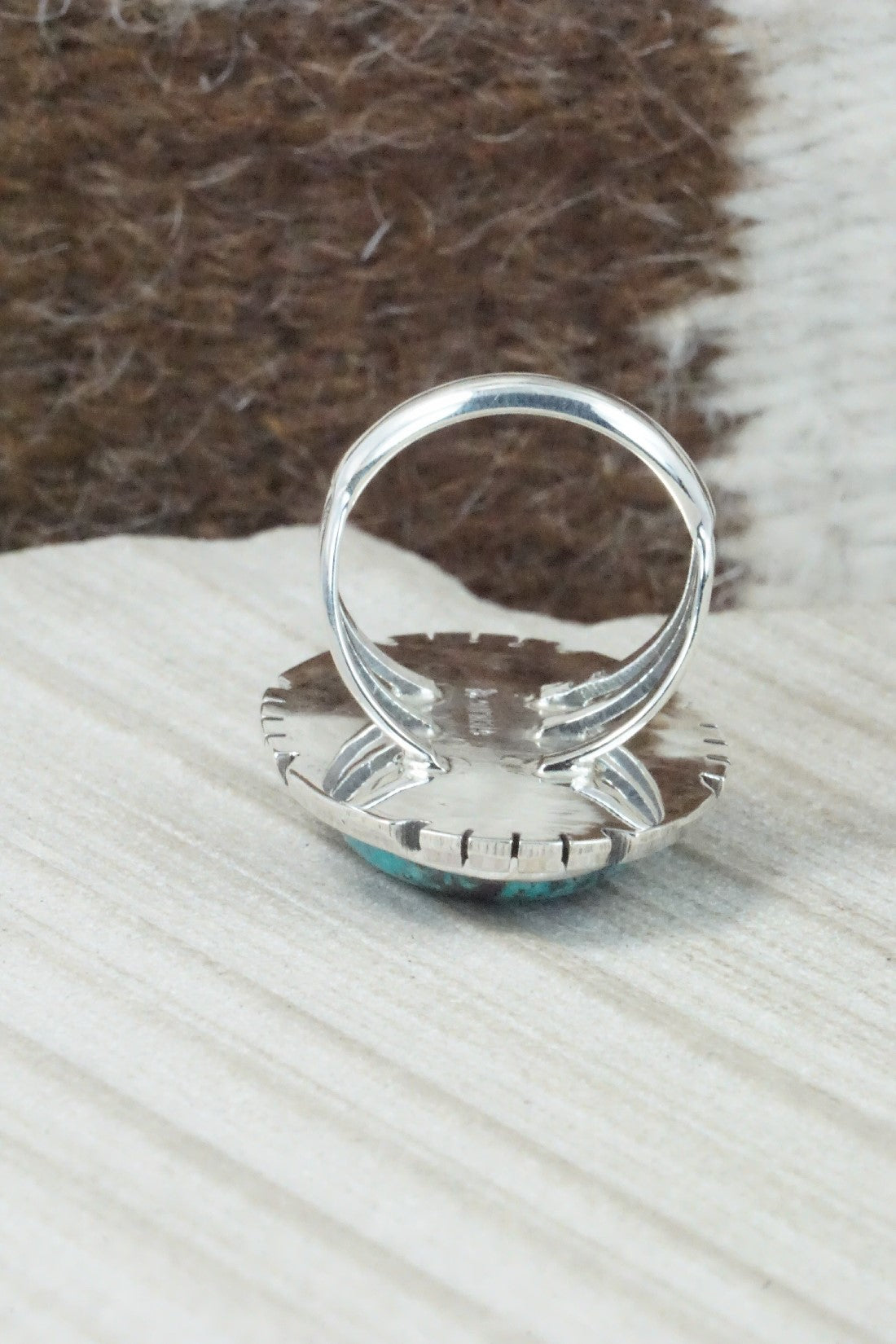 Turquoise & Sterling Silver Ring - Samuel Yellowhair - Size 7.75