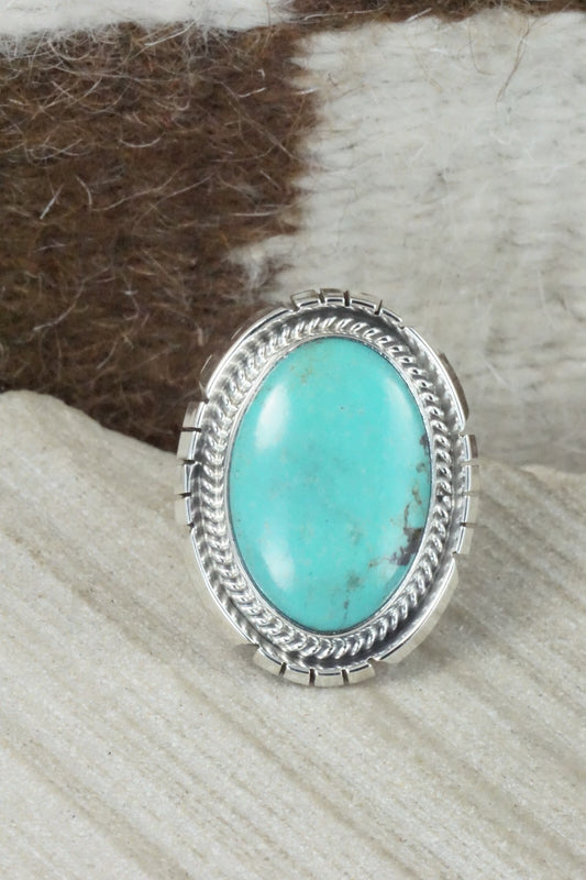 Turquoise & Sterling Silver Ring - Samuel Yellowhair - Size 7.75