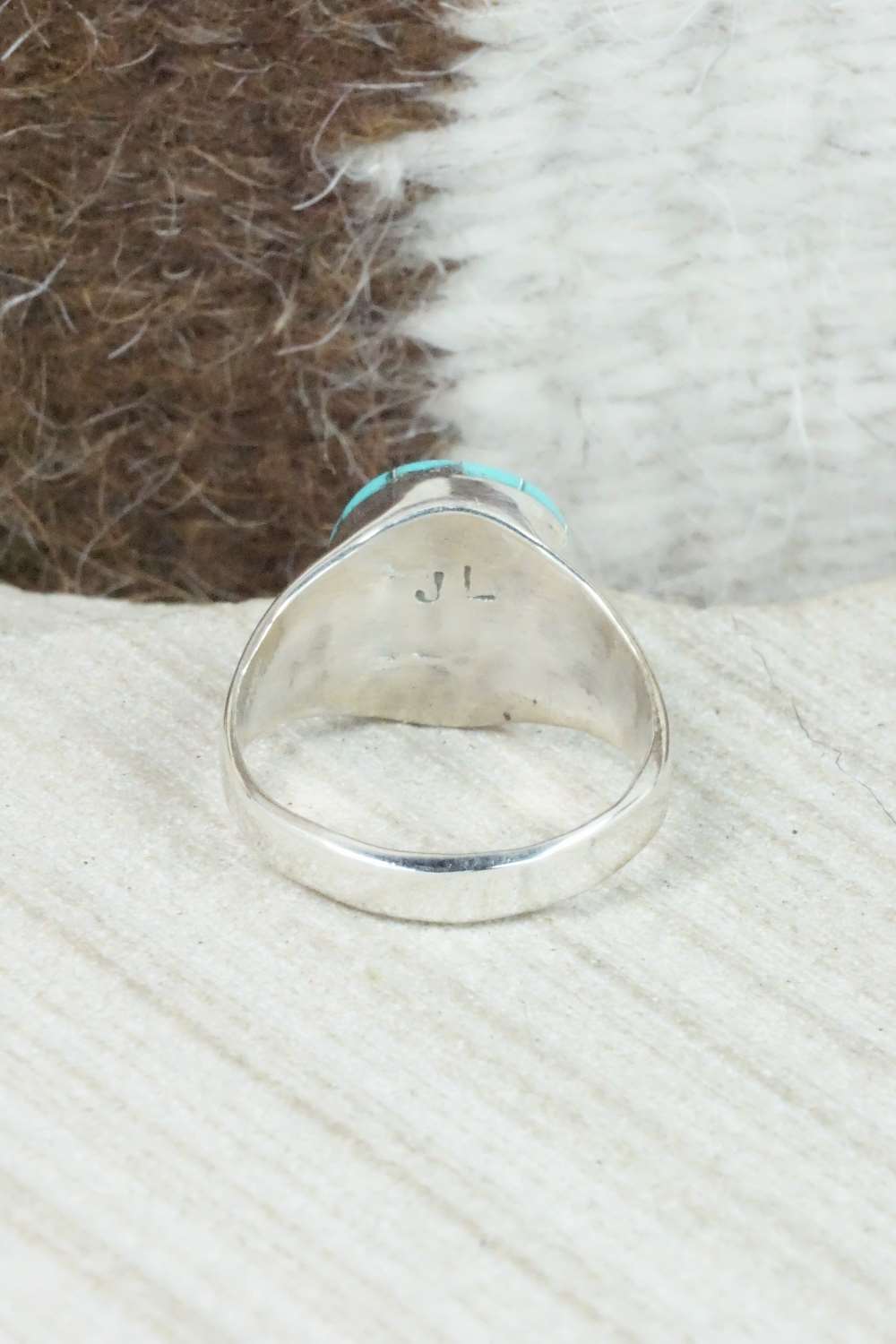 Turquoise & Sterling Silver Ring - Johnson Laweka - Size 7.5