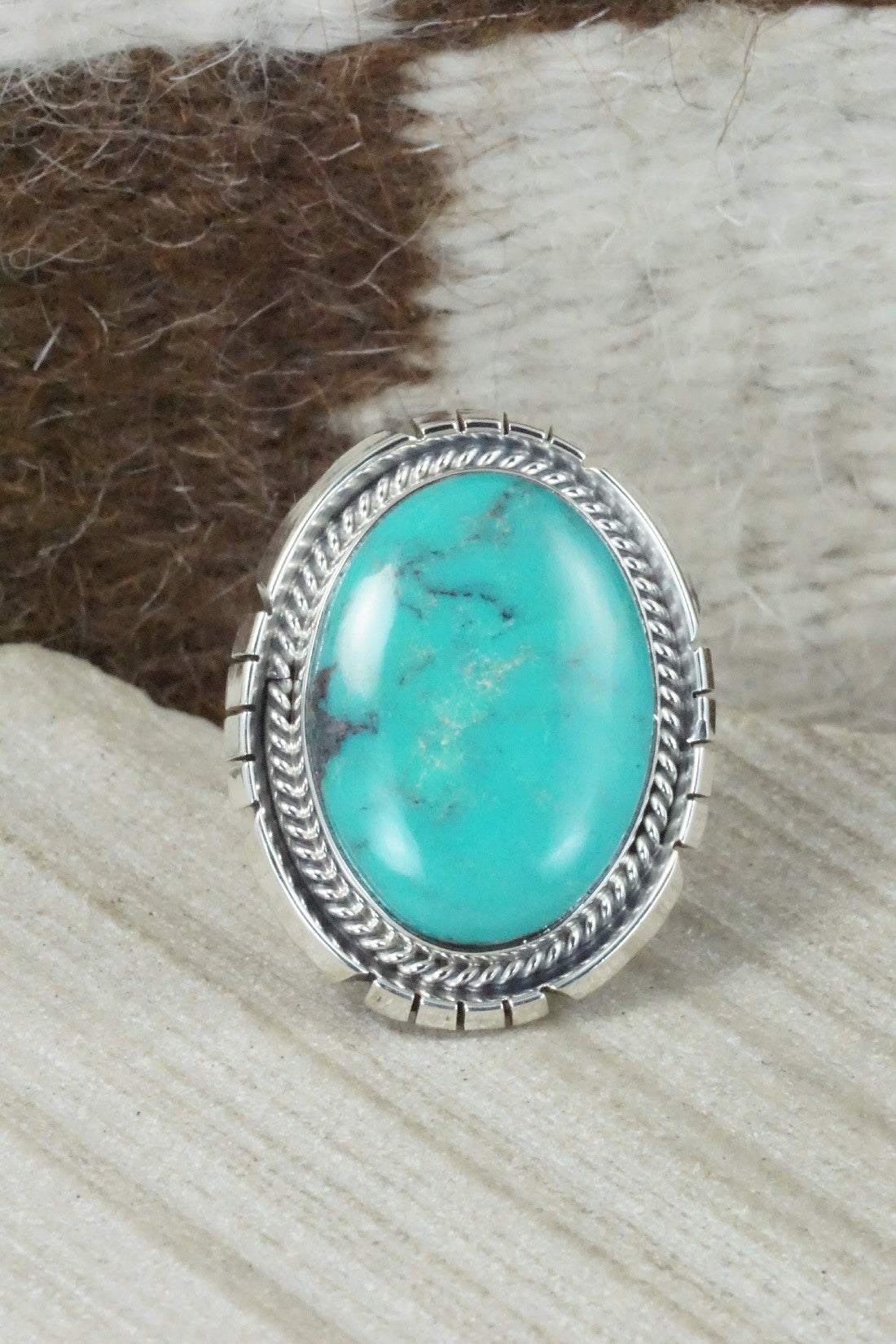 Turquoise & Sterling Silver Ring - Samuel Yellowhair - Size 9.5
