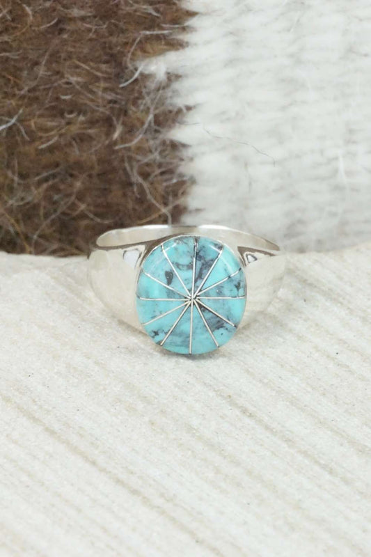 Turquoise & Sterling Silver Ring - Johnson Laweka - Size 8.25
