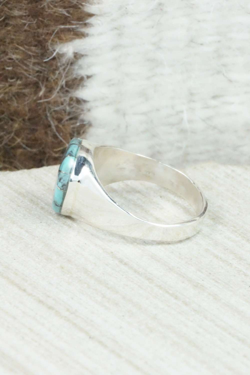 Turquoise & Sterling Silver Ring - Johnson Laweka - Size 8.25