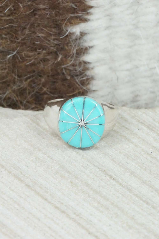 Turquoise & Sterling Silver Ring - Johnson Laweka - Size 5.5