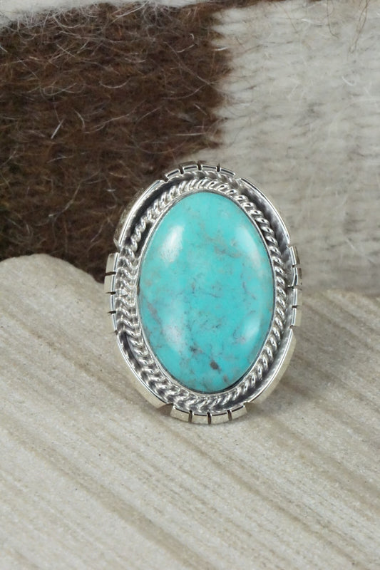 Turquoise & Sterling Silver Ring - Samuel Yellowhair - Size 8.75