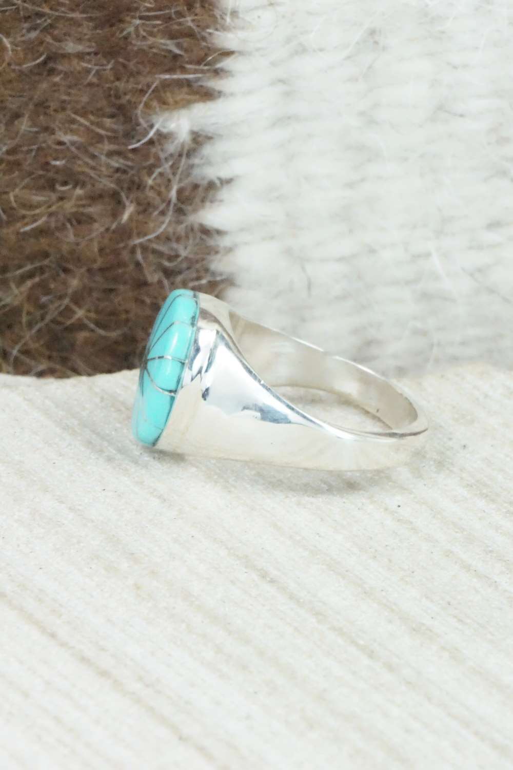 Turquoise & Sterling Silver Ring - Johnson Laweka - Size 5.5