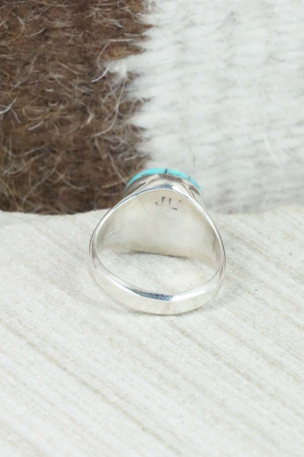 Turquoise & Sterling Silver Ring - Johnson Laweka - Size 5.5