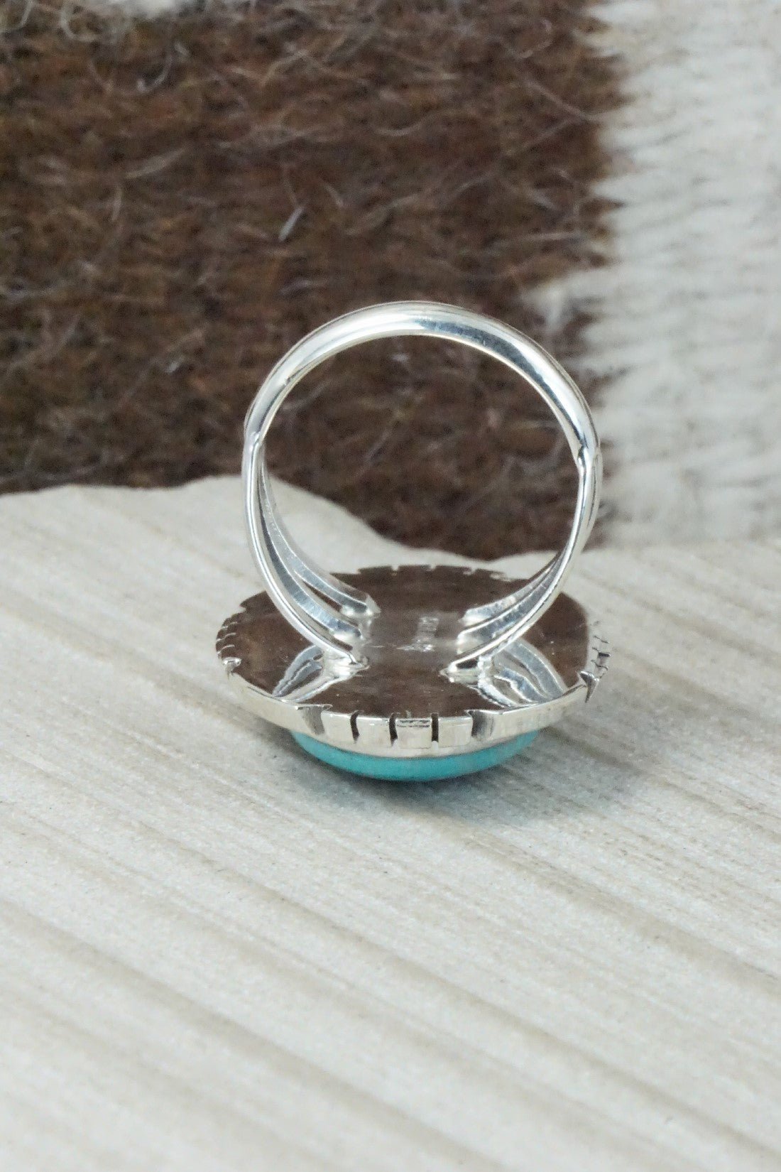 Turquoise & Sterling Silver Ring - Samuel Yellowhair - Size 8.75