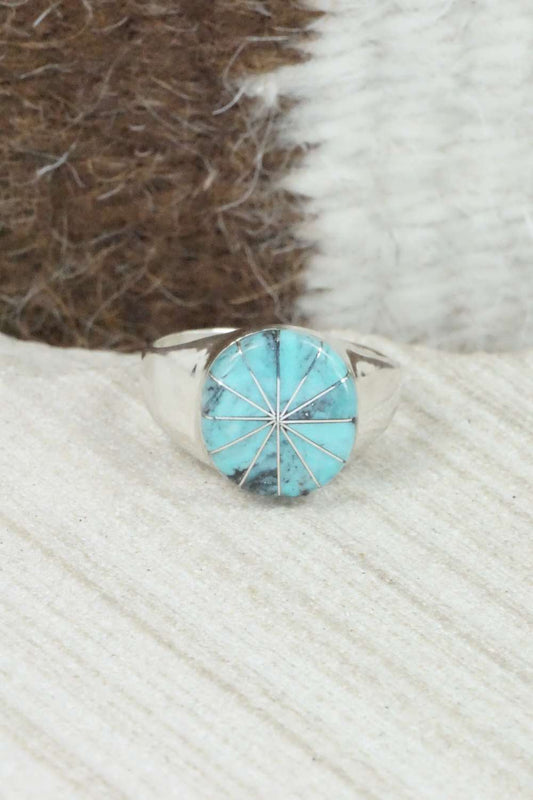 Turquoise & Sterling Silver Ring - Johnson Laweka - Size 6.75