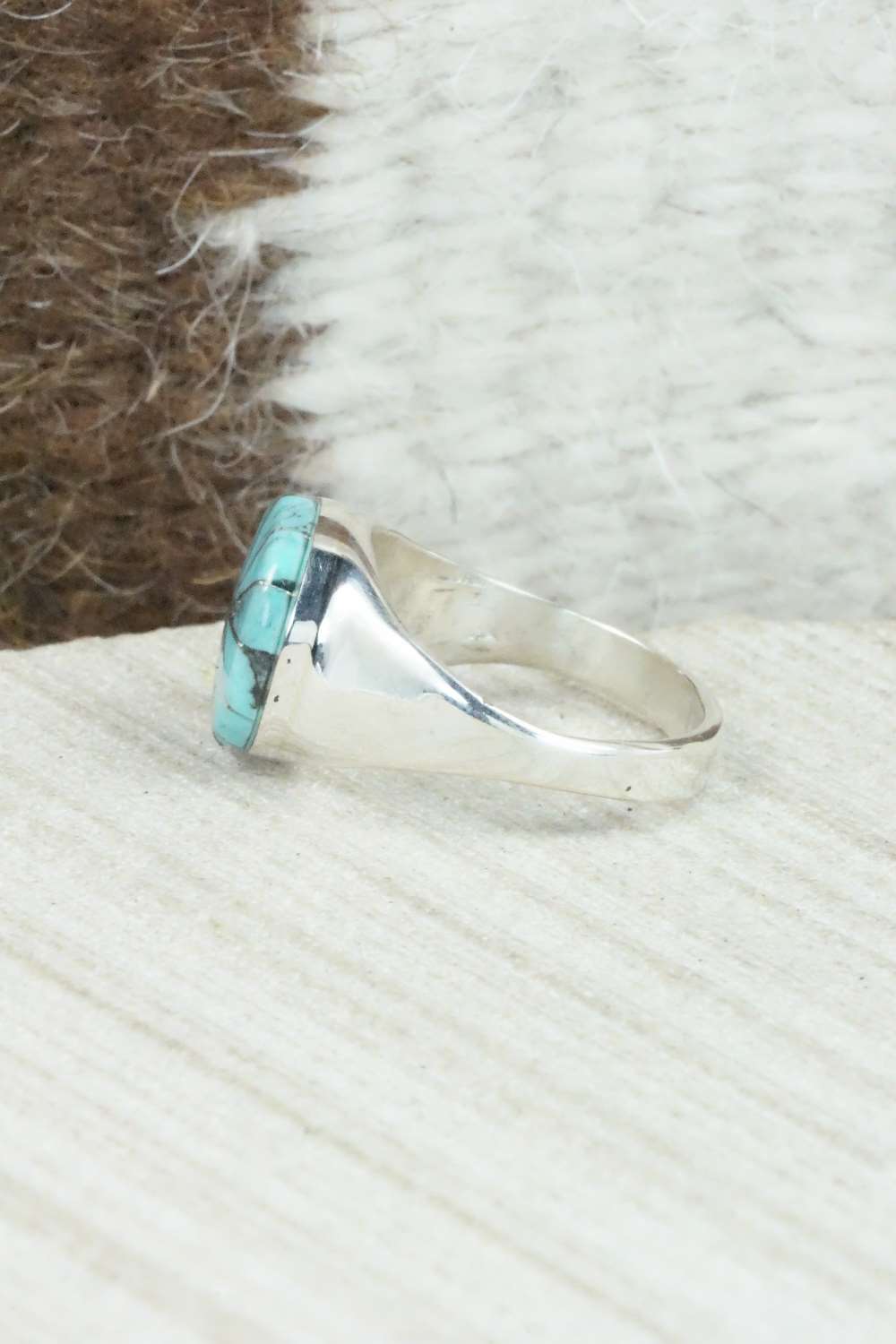 Turquoise & Sterling Silver Ring - Johnson Laweka - Size 6.75