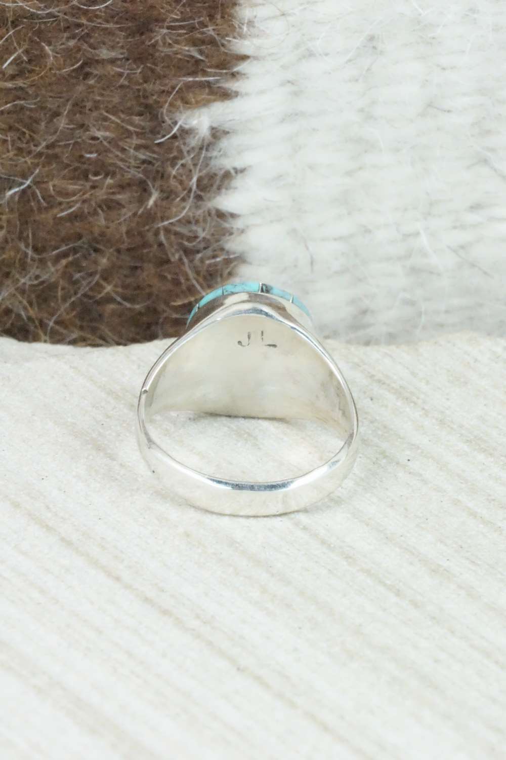 Turquoise & Sterling Silver Ring - Johnson Laweka - Size 6.75