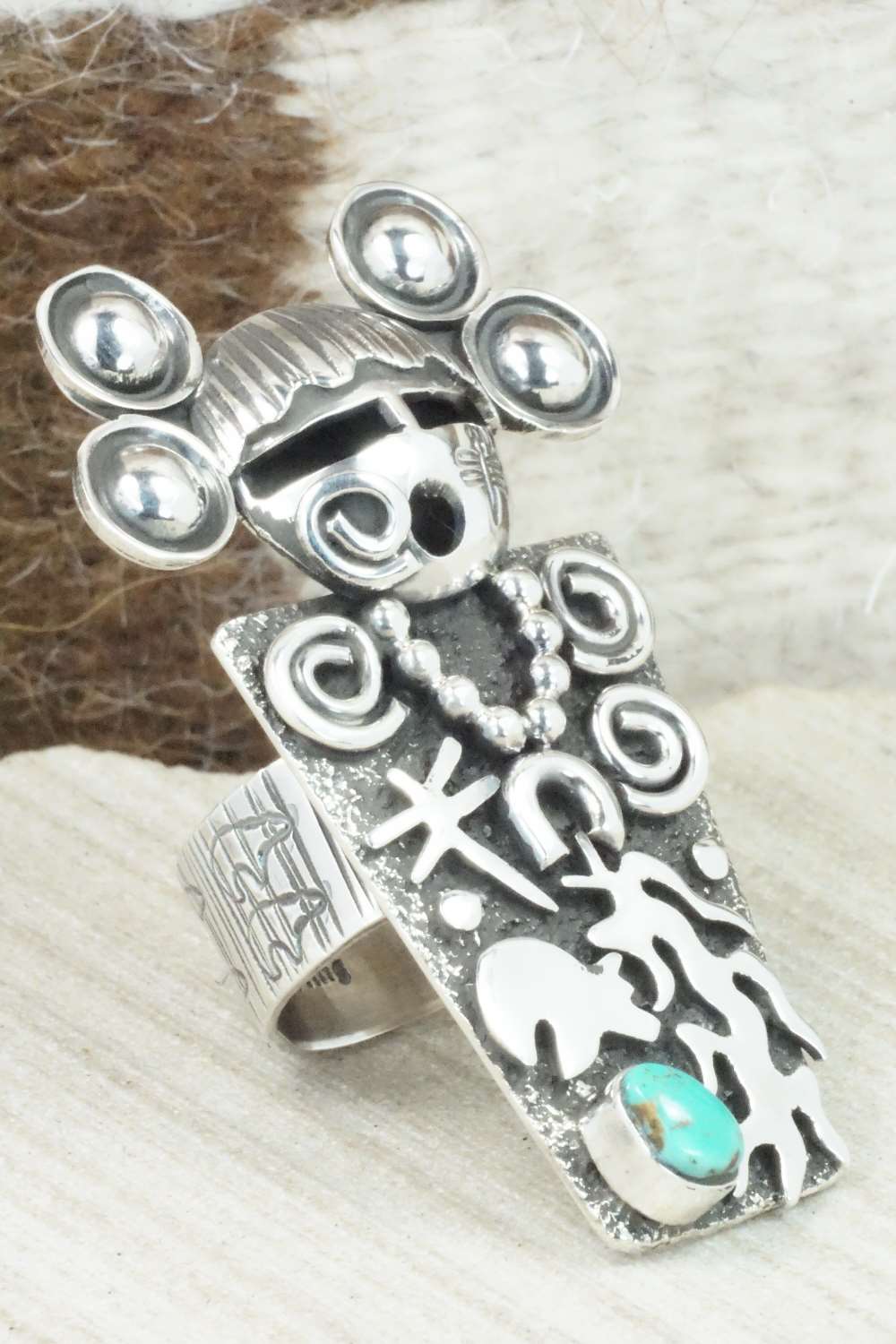 Turquoise & Sterling Silver Ring - Alex Sanchez - Size 6.25