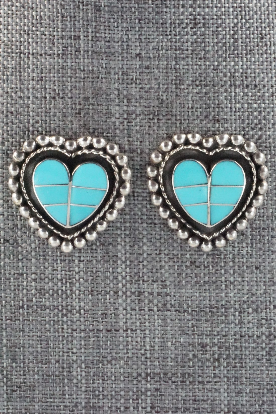 Turquoise & Sterling Silver Inlay Earrings - Faye Lowsayatee