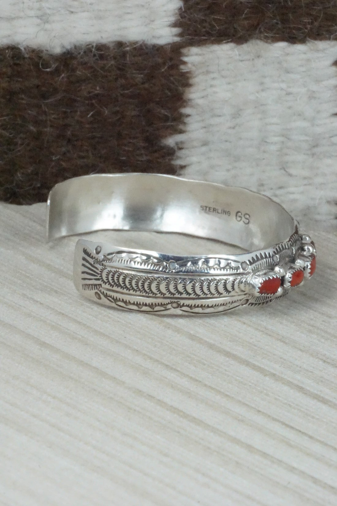 Coral & Sterling Silver Bracelet - Grace Silver