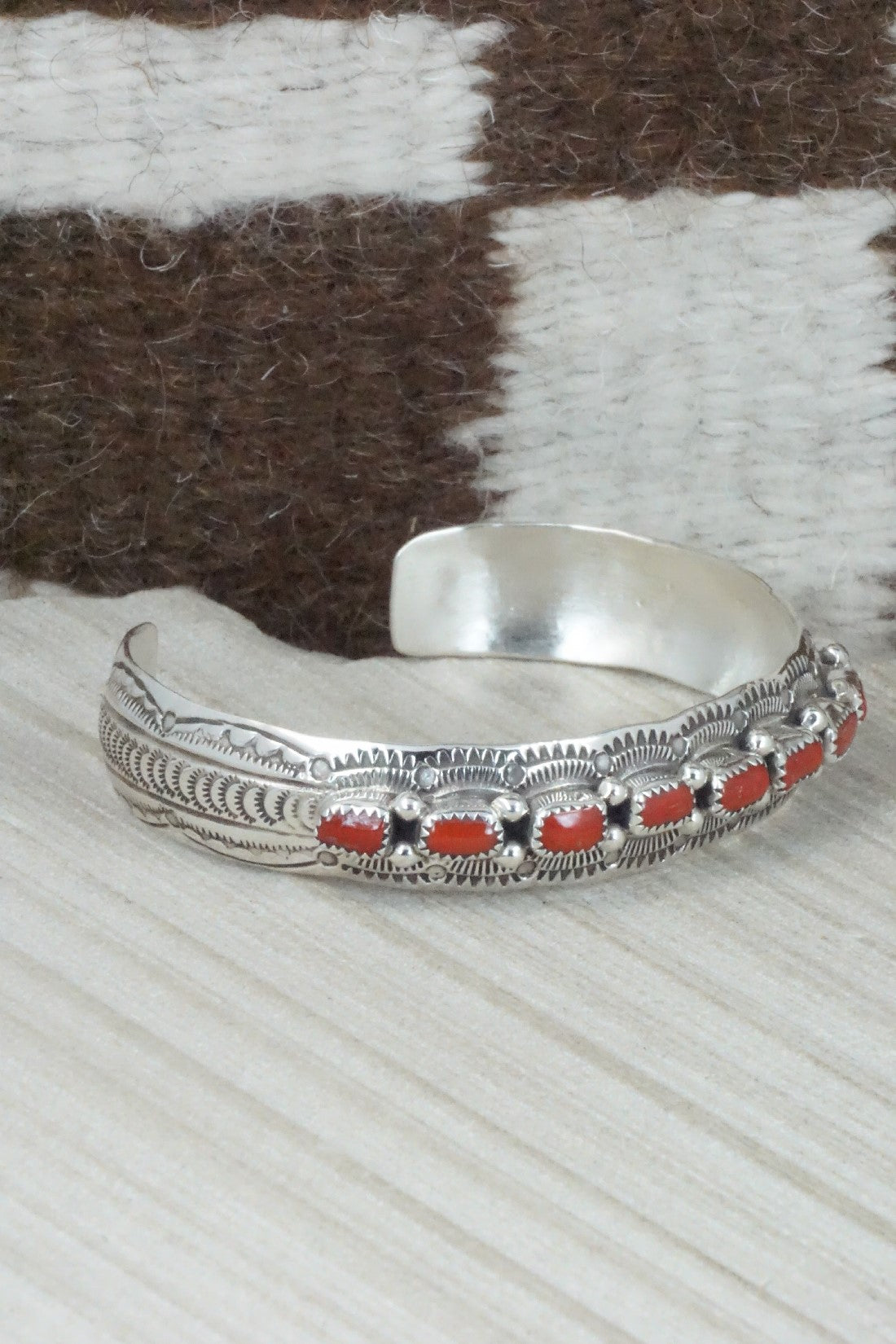 Coral & Sterling Silver Bracelet - Grace Silver