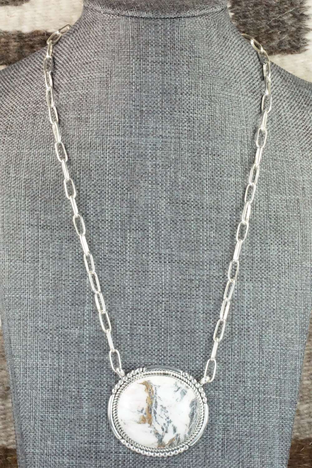 White Buffalo and Sterling Silver Necklace - Kenny Calavaza