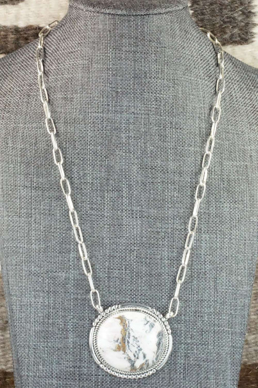 White Buffalo and Sterling Silver Necklace - Kenny Calavaza