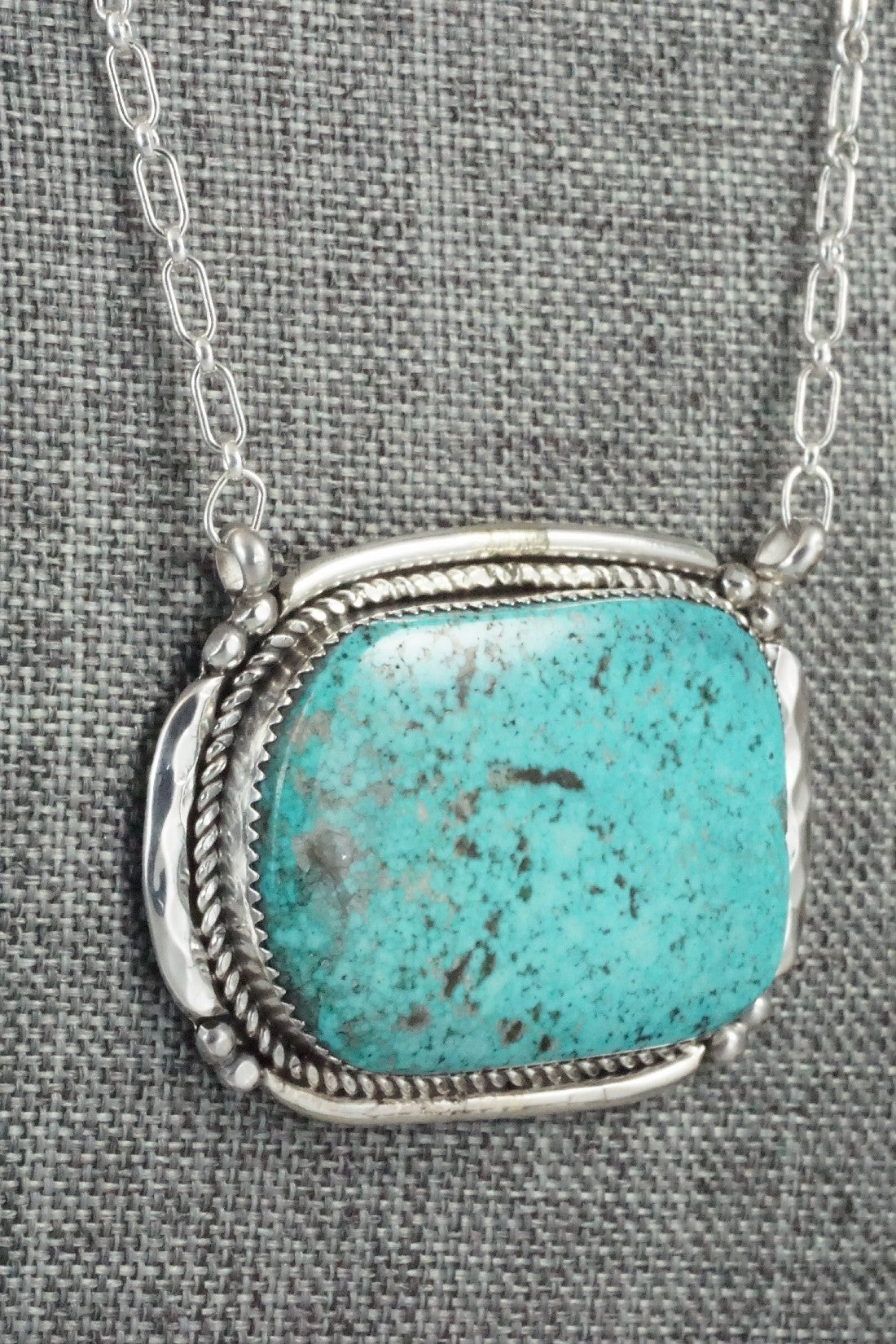Turquoise & Sterling Silver Necklace - Kenny Calavaza
