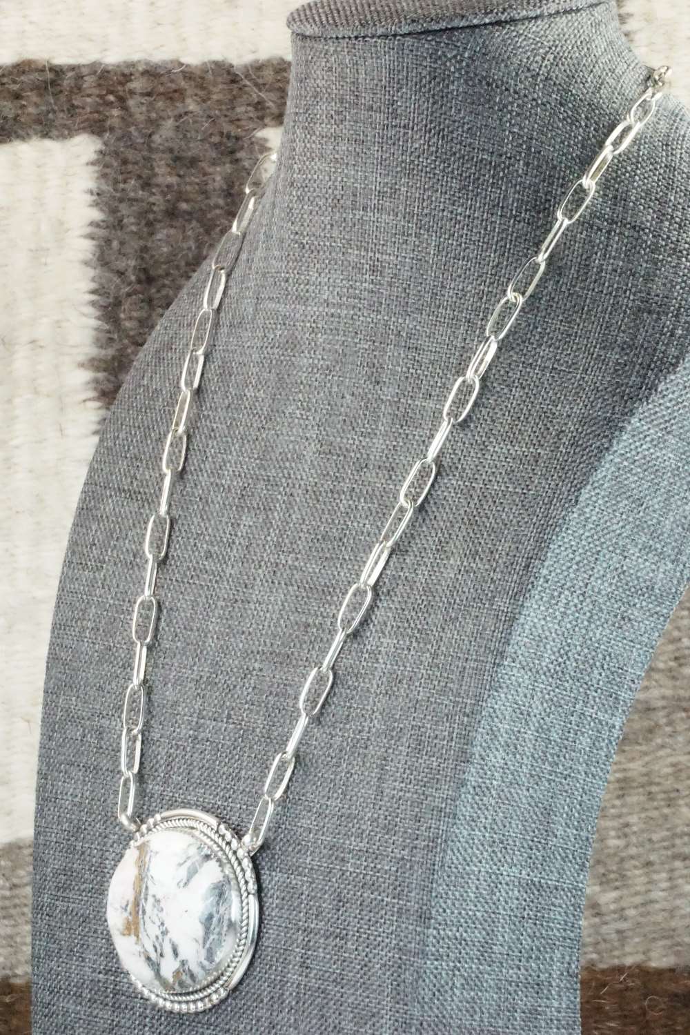 White Buffalo and Sterling Silver Necklace - Kenny Calavaza