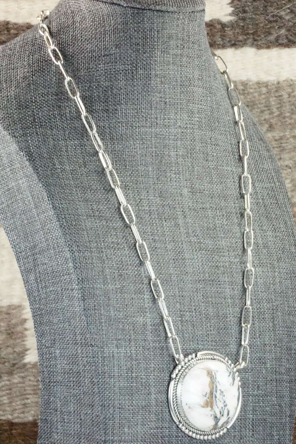White Buffalo and Sterling Silver Necklace - Kenny Calavaza