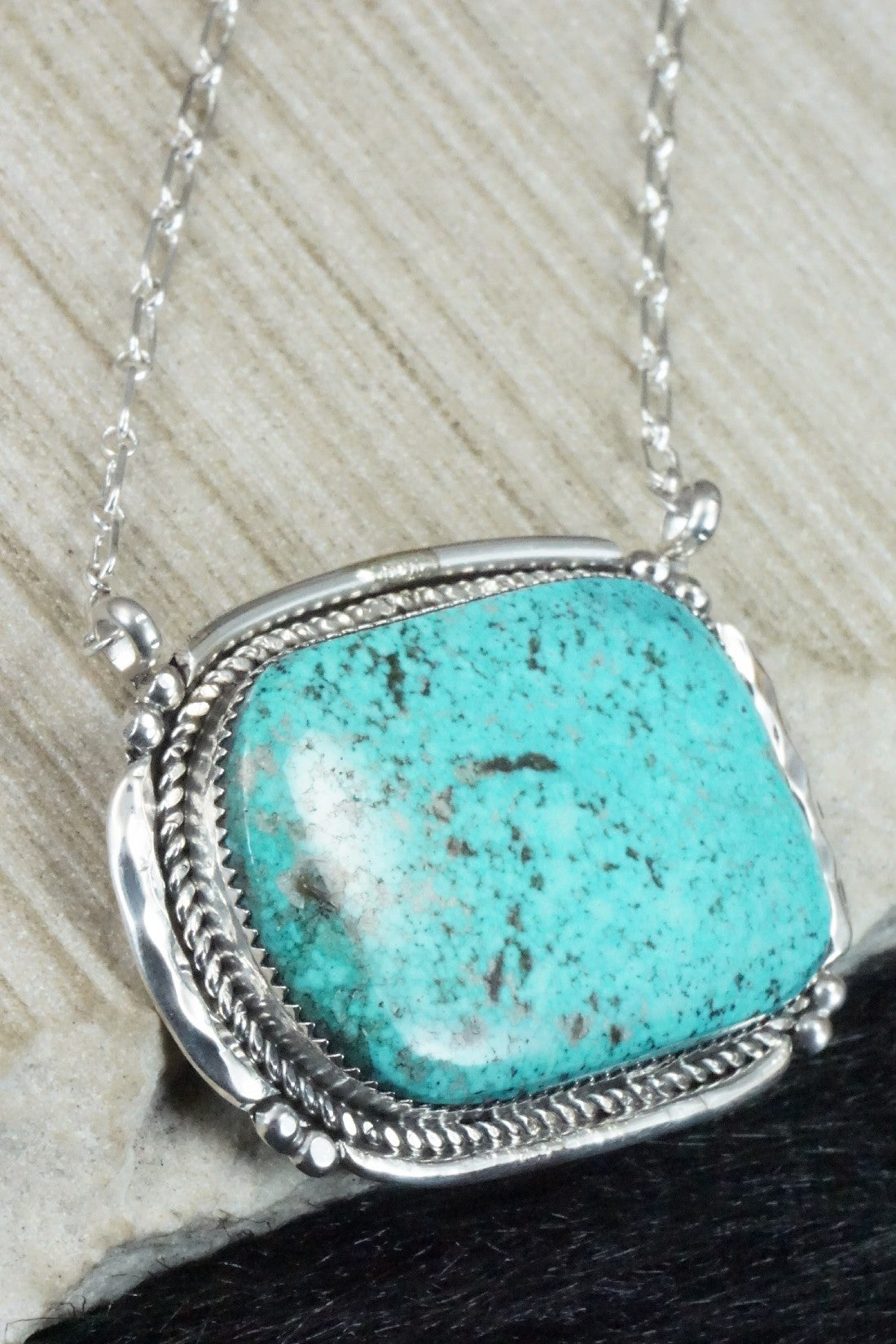 Turquoise & Sterling Silver Necklace - Kenny Calavaza