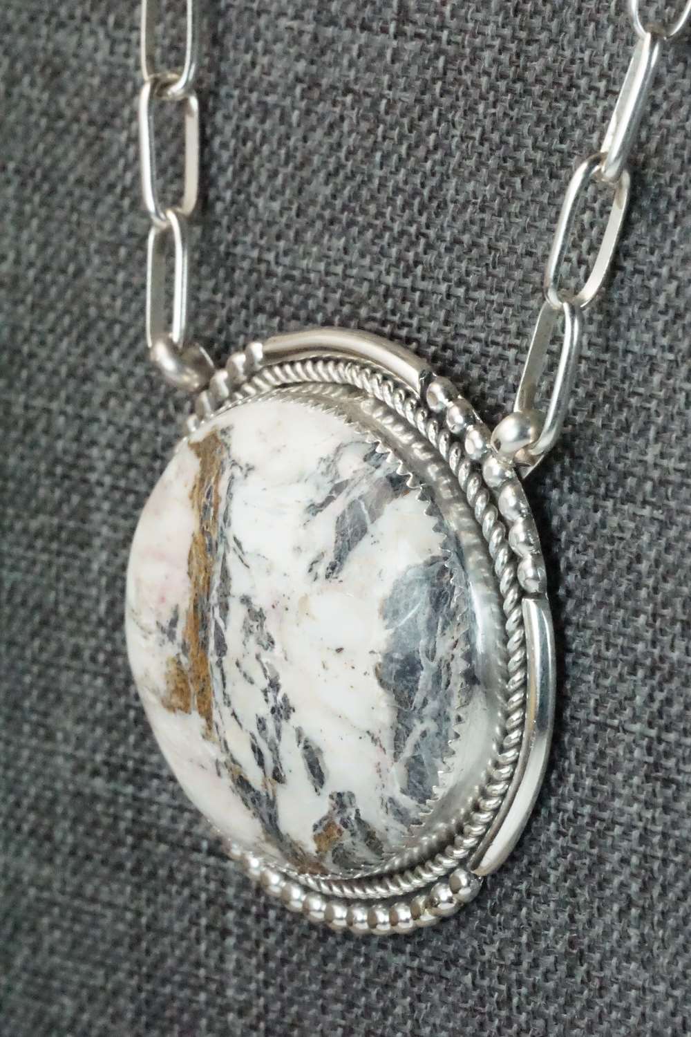 White Buffalo and Sterling Silver Necklace - Kenny Calavaza