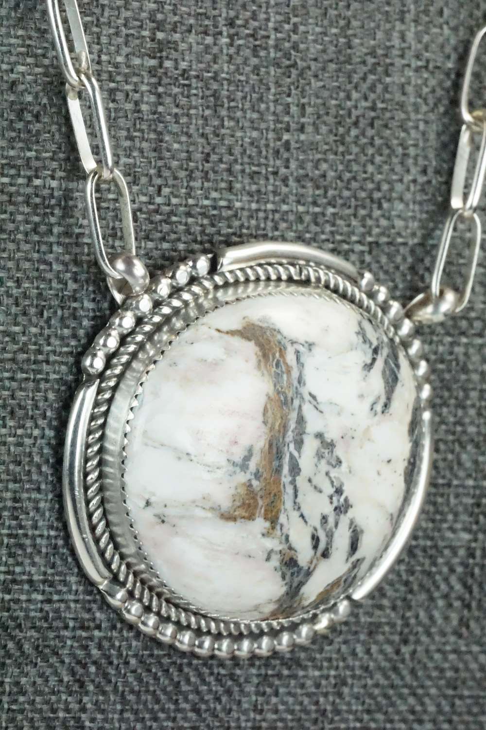 White Buffalo and Sterling Silver Necklace - Kenny Calavaza