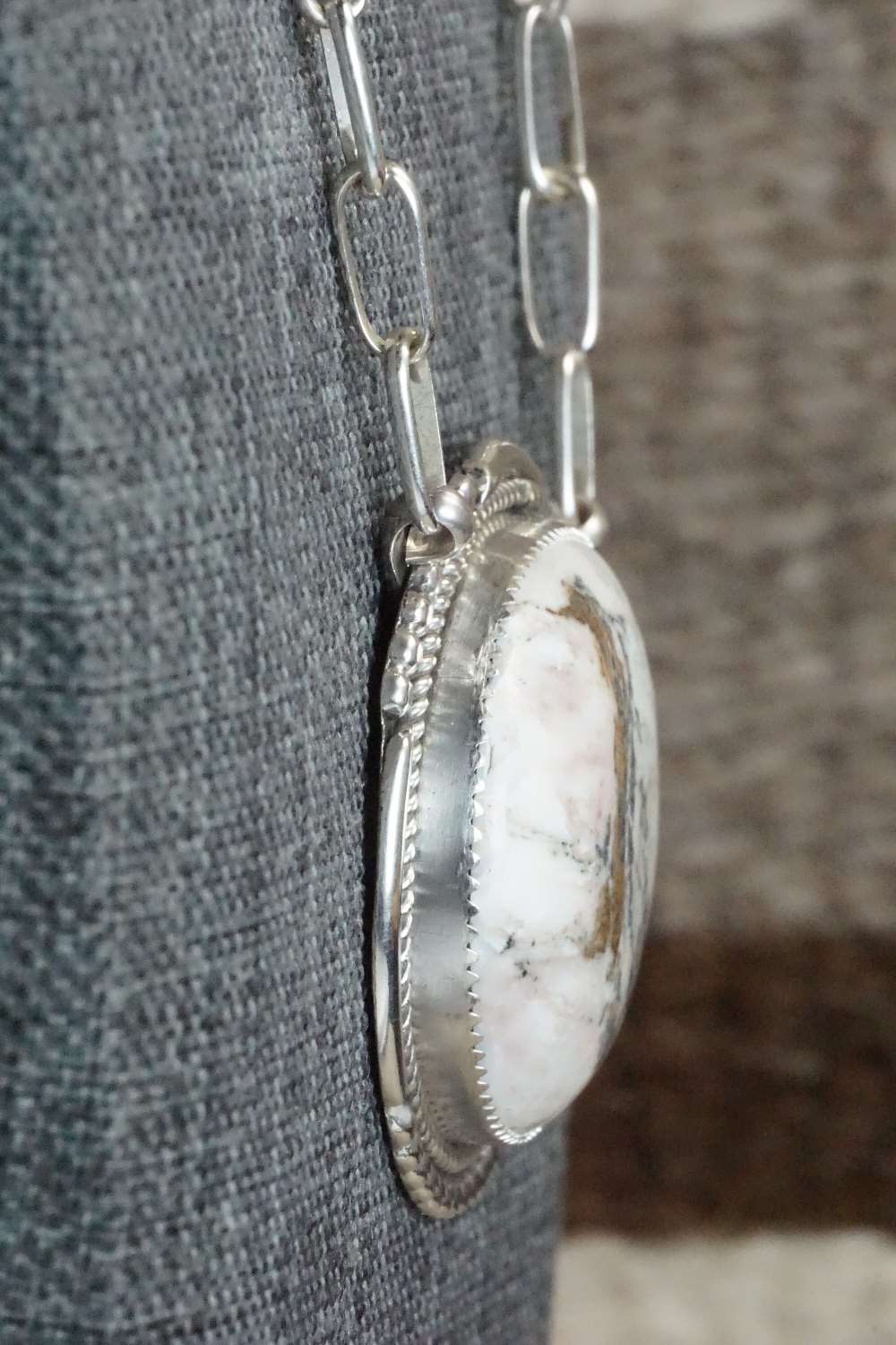 White Buffalo and Sterling Silver Necklace - Kenny Calavaza
