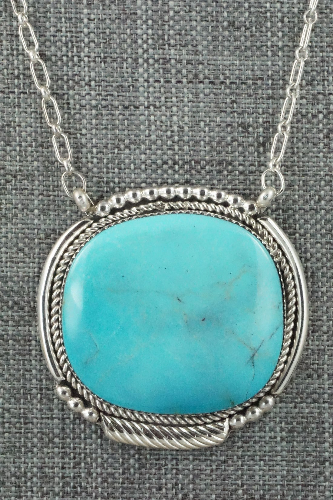 Turquoise & Sterling Silver Necklace - Kenny Calavaza