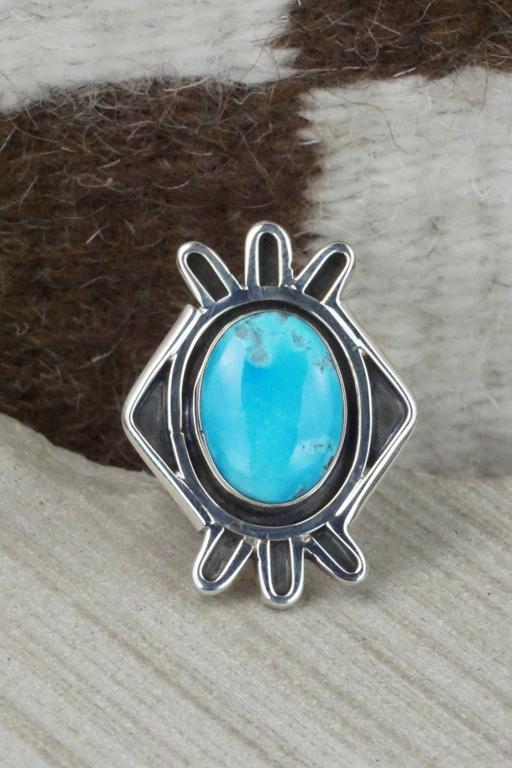 Turquoise & Sterling Silver Ring - Bobby Platero - Size 9