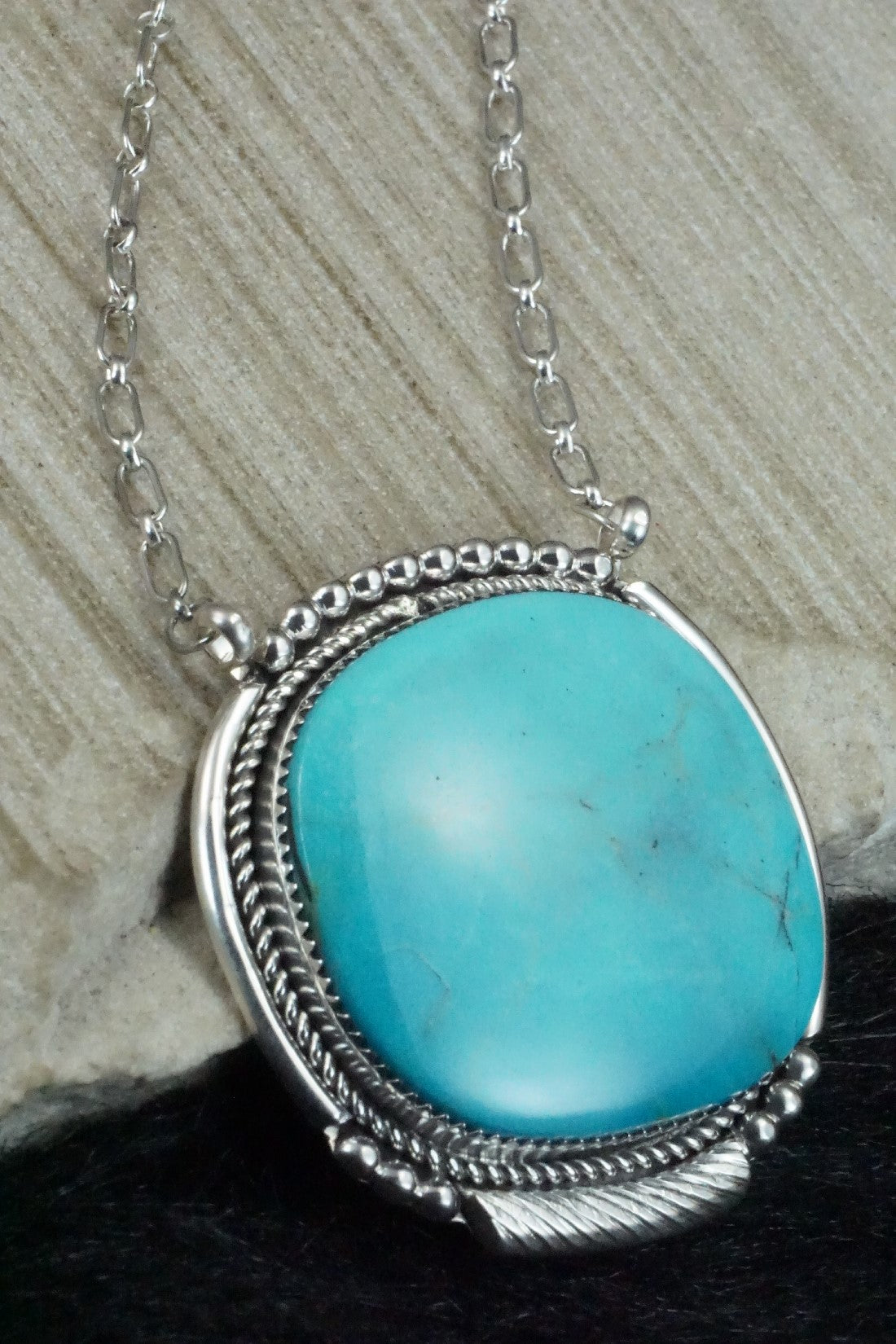 Turquoise & Sterling Silver Necklace - Kenny Calavaza