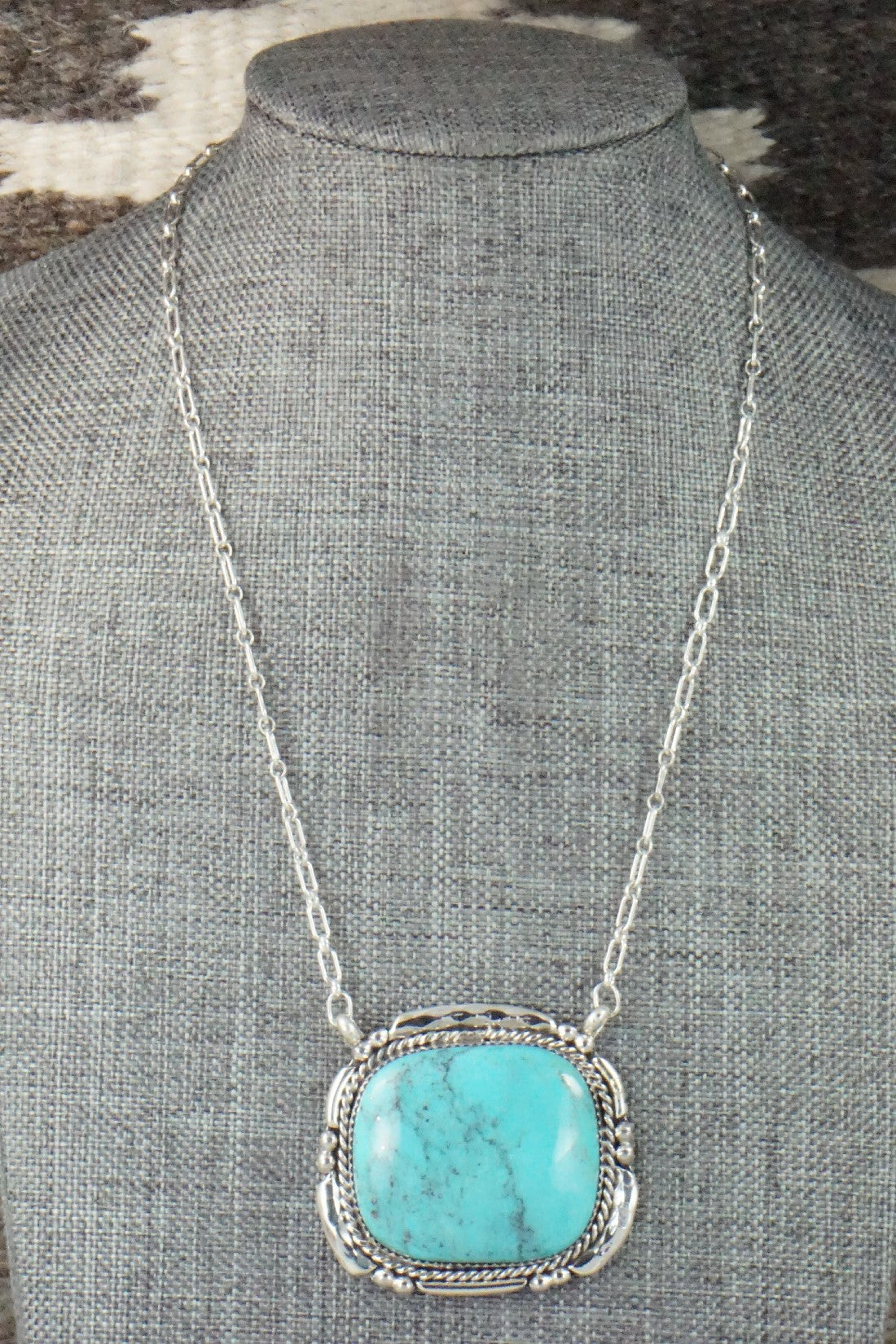Turquoise & Sterling Silver Necklace - Kenny Calavaza