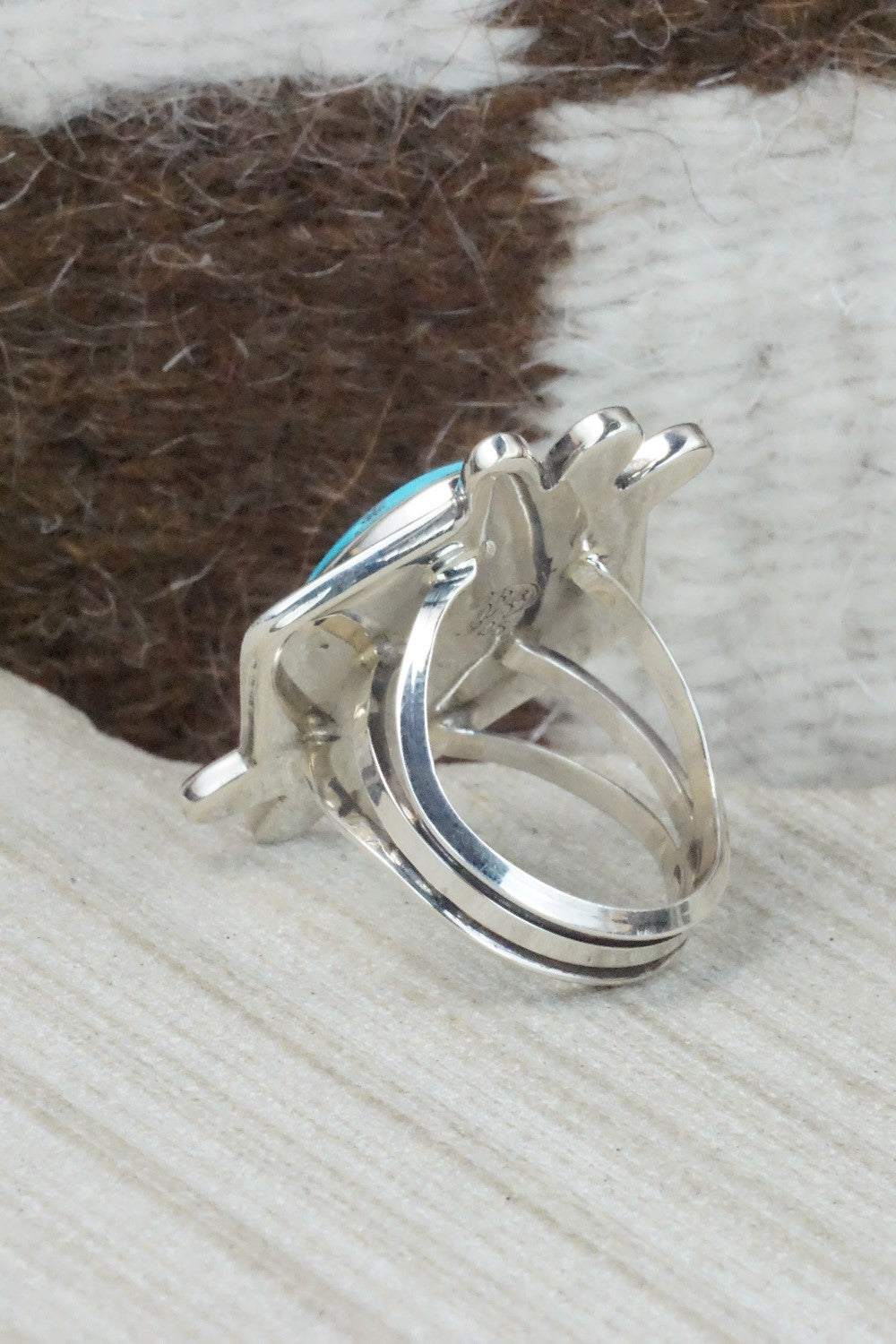 Turquoise & Sterling Silver Ring - Bobby Platero - Size 9