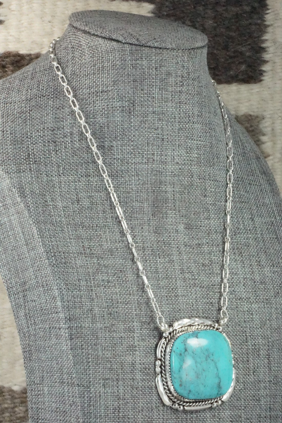 Turquoise & Sterling Silver Necklace - Kenny Calavaza
