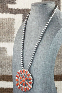 Coral & Sterling Silver Pearl Necklace - Raymond Delgarito