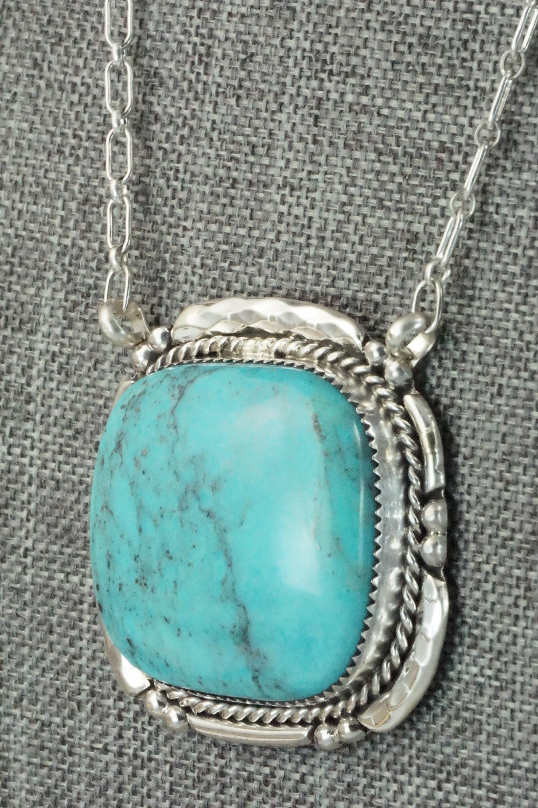Turquoise & Sterling Silver Necklace - Kenny Calavaza