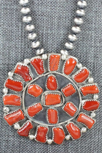 Coral & Sterling Silver Pearl Necklace - Raymond Delgarito