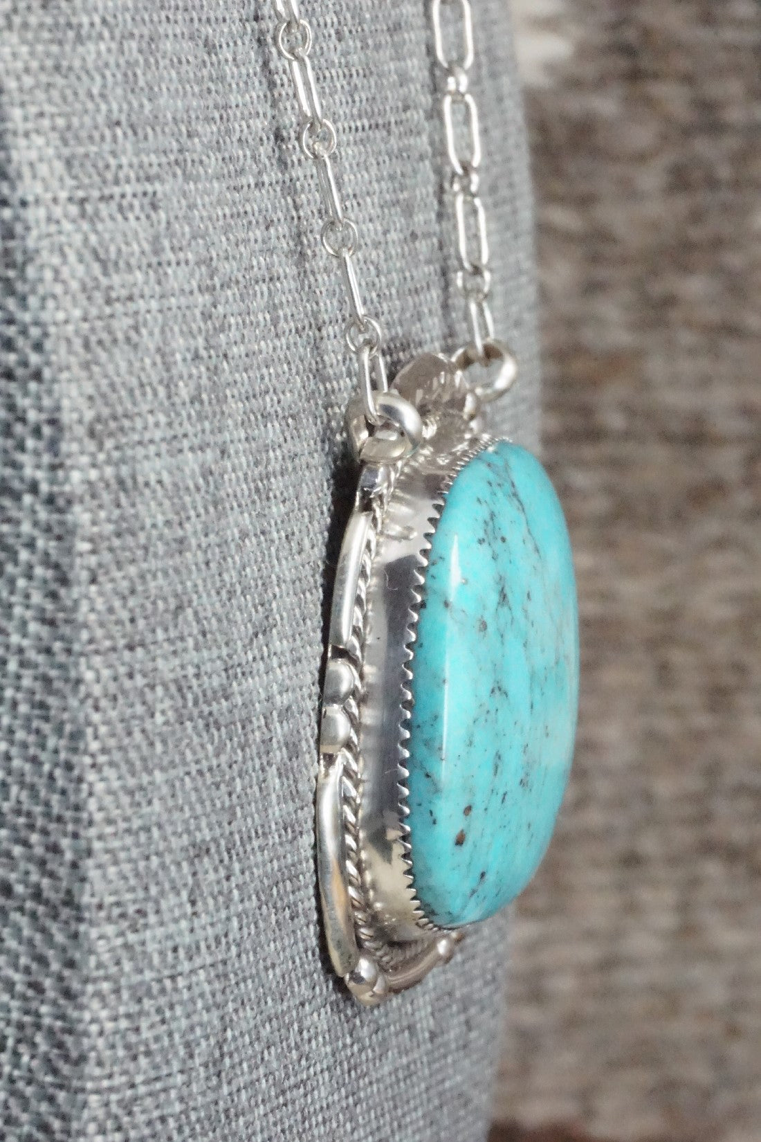 Turquoise & Sterling Silver Necklace - Kenny Calavaza