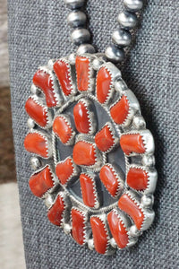 Coral & Sterling Silver Pearl Necklace - Raymond Delgarito