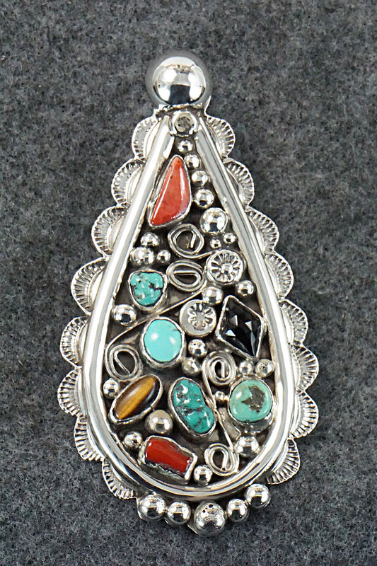 Multi Stone and Sterling Silver Pendant - Delbert Arviso